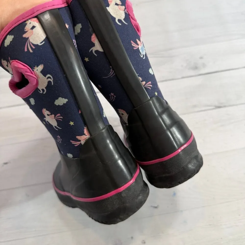 Funcoo kids neoprene rain snow boots unicorn print‎ kids size 27/10.5